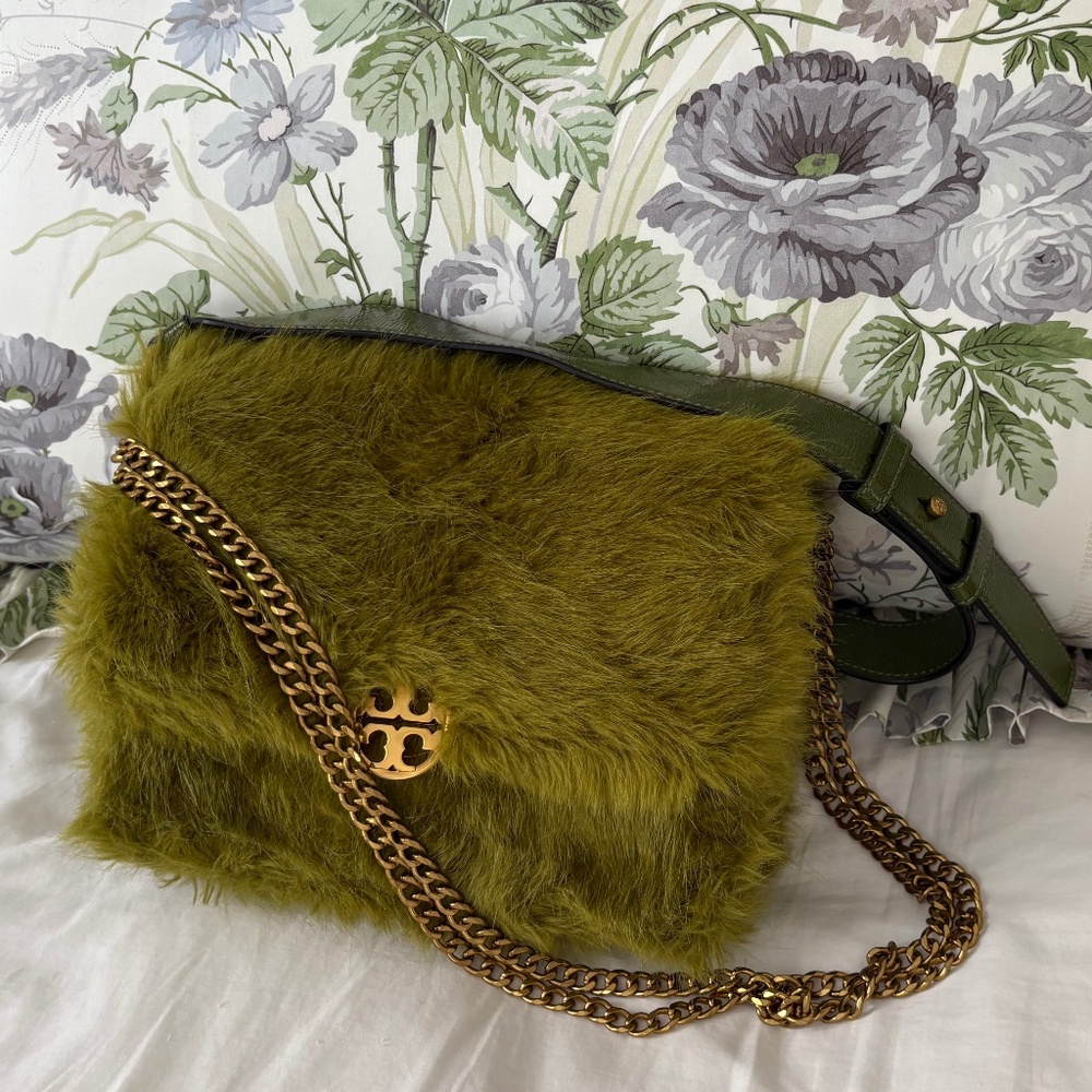 VINTAGE RARE Faux Fur Tory Burch Convertible Crossbody